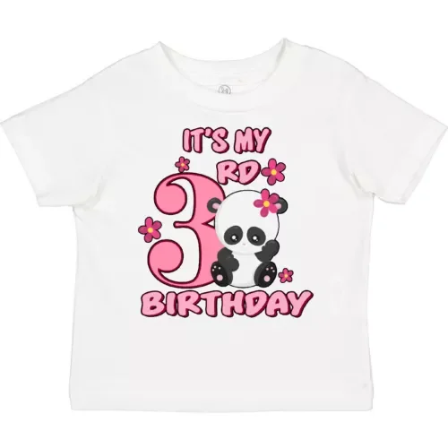 Bella Canvas It's My Third Birthday With Panda Bear Toddler Toddler Shirt Birthdays Girls