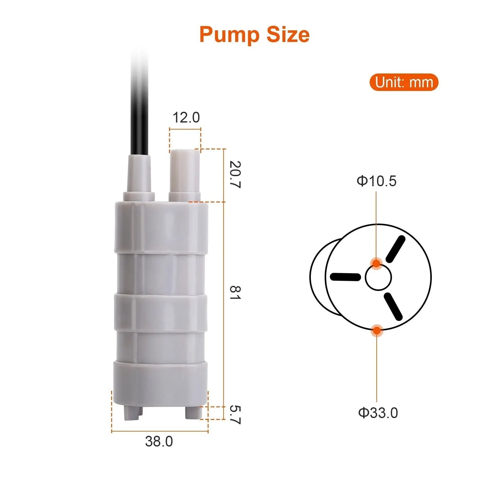 1000L/H DC 12V Submersible Water Pump High Flow Three-wire Water Pump For Motorhome Camper Pond Aquarium ,Adjustable Flow Rate