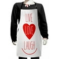thumbnail image 1 of Live Laugh Love Kids Apron, Way of Life Style Heart with Smiling Form and Phrase Design, Boys Girls Apron Bib with Adjustable Ties for Cooking Baking Painting, Red White, by Ambesonne, 1 of 2