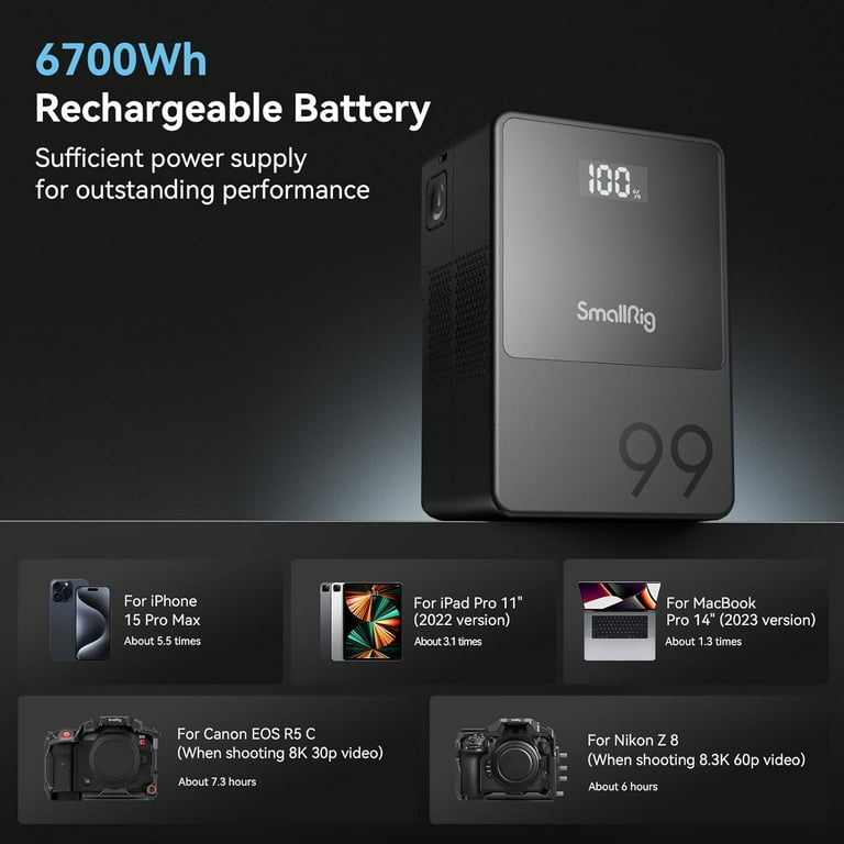 SmallRig VB99 99Wh Mini V-Mount Battery with 65W PD USB-C SmallRig VB99 99Wh Mini V-Mount Battery with 65W PD USB-C