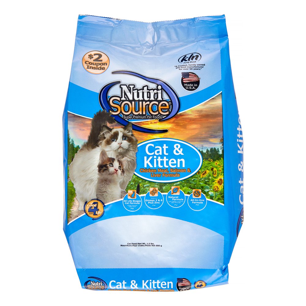 NutriSource Cat & Kitten Chicken Meal, Salmon & Liver Dry Cat Food, 1.5