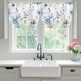 thumbnail image 5 of Spring Floral Tie Up Curtain 63 Inches Long, Watercolor Grey Blue Flower Retro Balloon Style Kitchen Window Curtain Over Sink, Small Window Rod Pocket Curtain 46"x63", 5 of 9