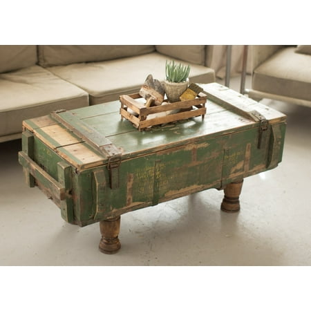 42 Antique Style Military Artillery Trunk Coffee Table Distressed 42 Antique Style Military Artillery Trunk Coffee Table Distressed Green Paint