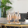 thumbnail image 4 of Adornos de estilo europeo Mesa de comedor de vidrio Cena romántica a la luz de las velas de estilo occidental Adornos de tres piezas Accesorios de boda Candelabro decorativo, 4 of 5