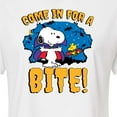 thumbnail image 3 of Peanuts - Snoopy Come In For A Bite - Juniors Cropped Cotton Blend T-Shirt, 3 of 6