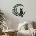 thumbnail image 4 of Whimsical Cat on Moon Metal Wall Art, Serene Nighttime Decor, Charming Feline Silhouette, Perfect Home Accent, 4 of 5