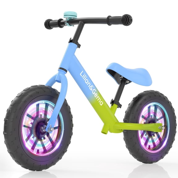 Balance Bike for Toddlers, Colorful Lighting Kids Balance Bike, No Pedal Bikes with Adjustable Handlebar & Seat, Training Bicycle for 2 3 4 5 Years Old Boys Girls