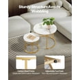 thumbnail image 4 of Small Round Nesting Coffee Tables, 23.6 Inch Metal Frame Set, Vintage Nightstand & End Table for Bedroom, White/Gold, 4 of 10