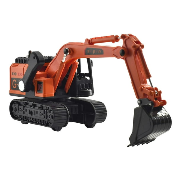 Excavadora de juguete, regalo educativo de cumpleaños, modelo interactivo para construcción creativa Naranja