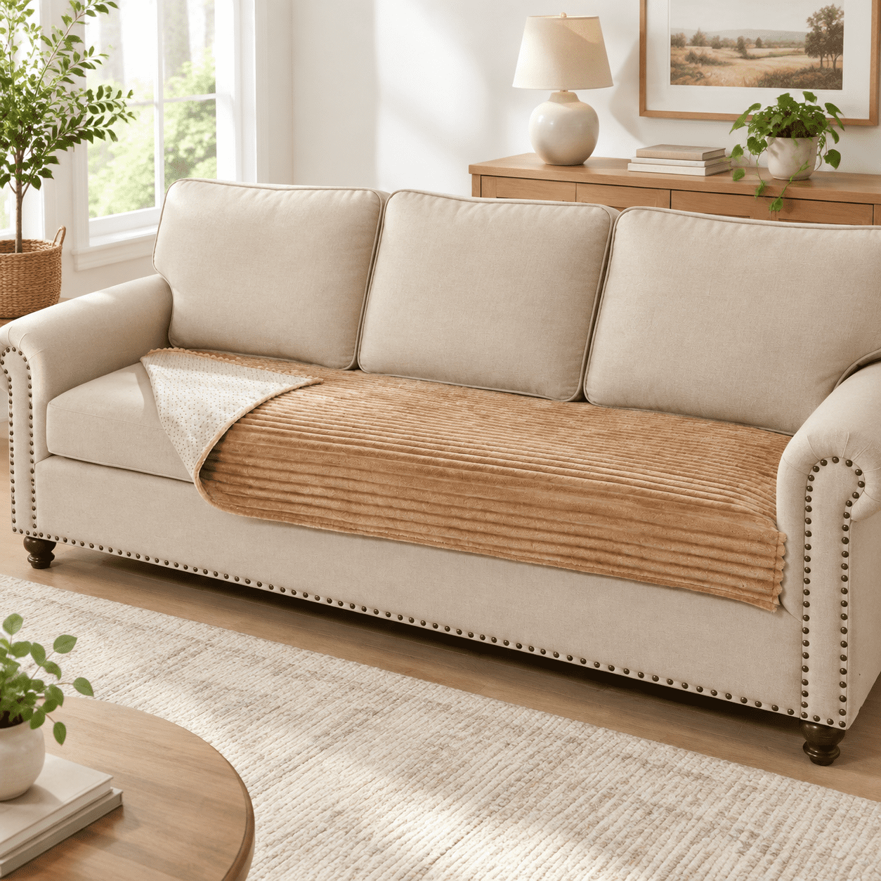 Khaki 35 X 95 Waterproof Washable Pet Sofa Protector Non-Slip Furniture Cover