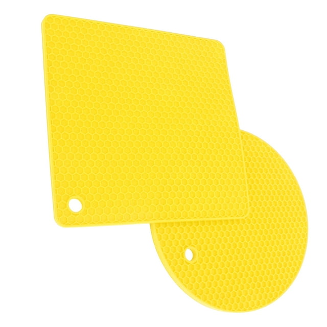 5 PCS 2 Round 3 Square Silicone Honeycomb Mat Multipurpose Hot Pads for Hot Dishes Tables Yellow