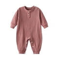 thumbnail image 3 of Nilvkv Newborn Onesies, Newborn Sleepers, Toddler Ribbed Round Neck Long Sleeve Romper Soft Cotton Lightweight Breathable Spring Summer One-Piece Brown 3-6 Months, 3 of 8