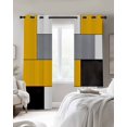 thumbnail image 3 of Yellow Grey Blackout Curtains, Light Blocking Print Window Curtains, Modern Yellow Geometric Thermal Insulated Window Drapes for Living Room Kitchen Cafe 2 Panels, 55"W x 39"L, 3 of 9
