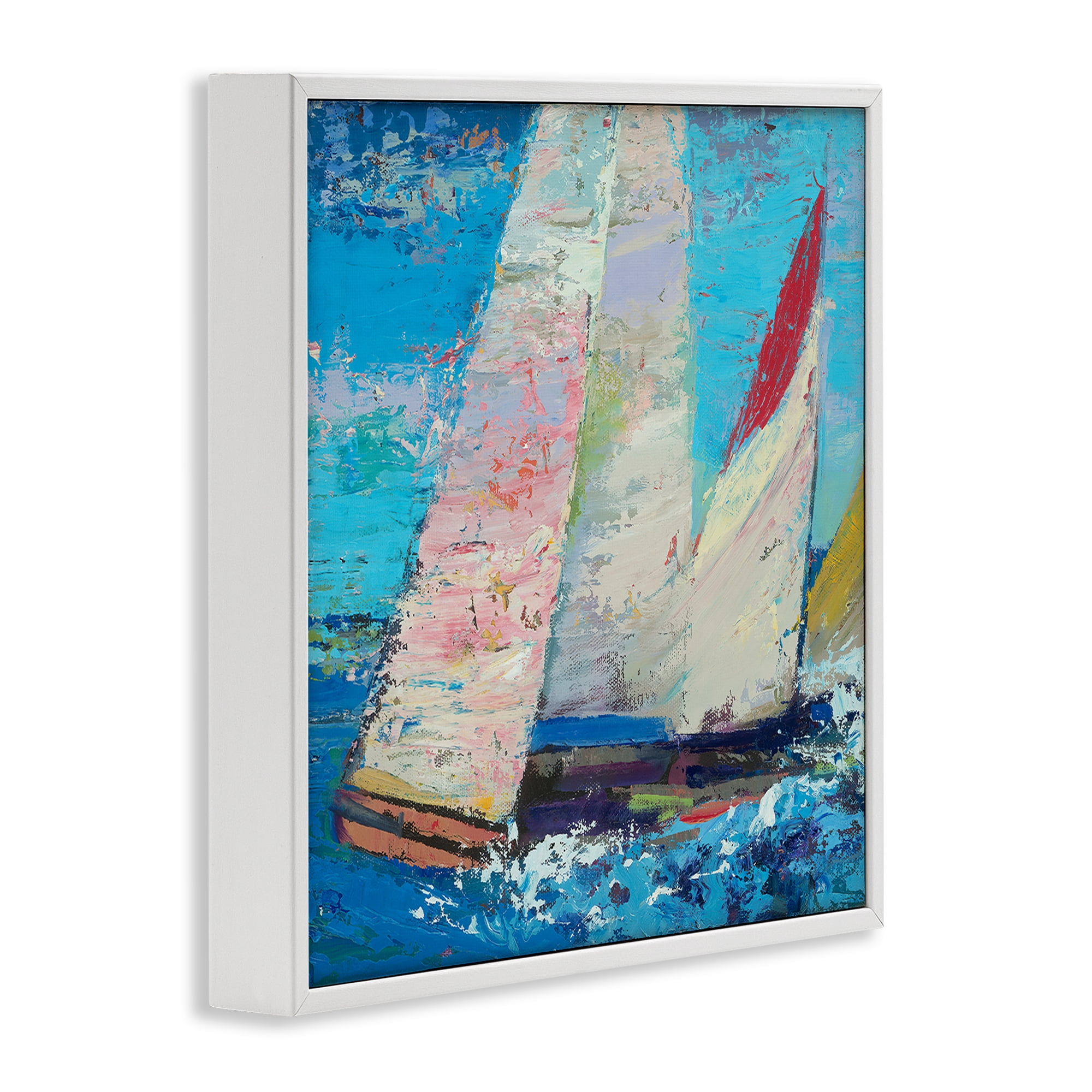 Stupell Industries Expressive Sailboats on Waves White Framed Giclee Art, design by Beth A. Forst