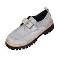 thumbnail image 1 of Gray Ladies Loafers Metal Buckle Round Toe Thick Sole For Fall And Winter Comfortable Everyday Wear With Durable And Casual Style Size 40, 1 of 8
