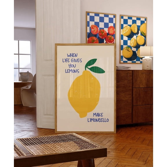 Limoncello Quote Poster Lemon Kitchen Wall Art Decor, Unframed Canvas 24x36in