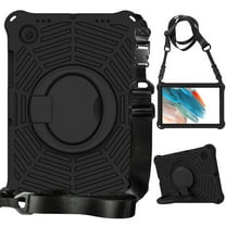 Dteck Slim Case for Samsung Galaxy Tab A8 10.5" 2022 (SM-X200/X205/X207), Kids with Rotating Kickstand Handle and Shoulder Strap Heavy Duty Shockproof Case, Black