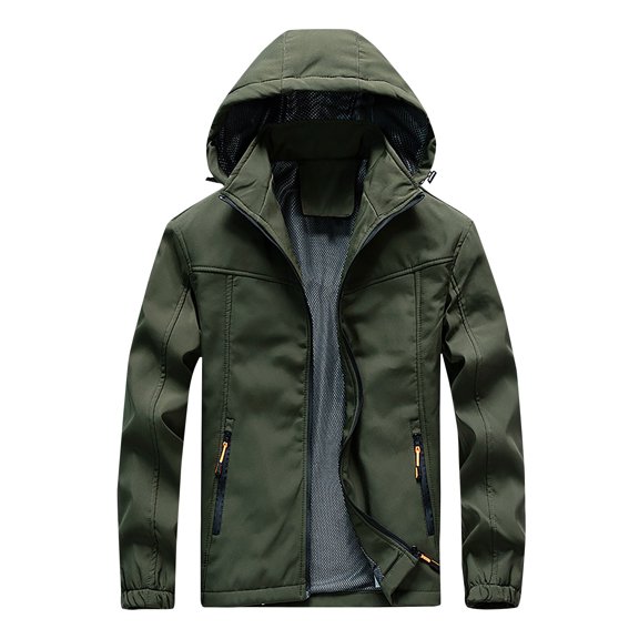 IROINNID Men's Hoodie Storm Jacket Long Sleeve Solid Color Loose Waterproof, Dirt-proof, Wind-proof, Tear-resistant Warm Jacket