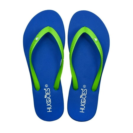 

HUGGOES Marine Natural Rubber Comfort Flip Flops for Women - Blue/Green