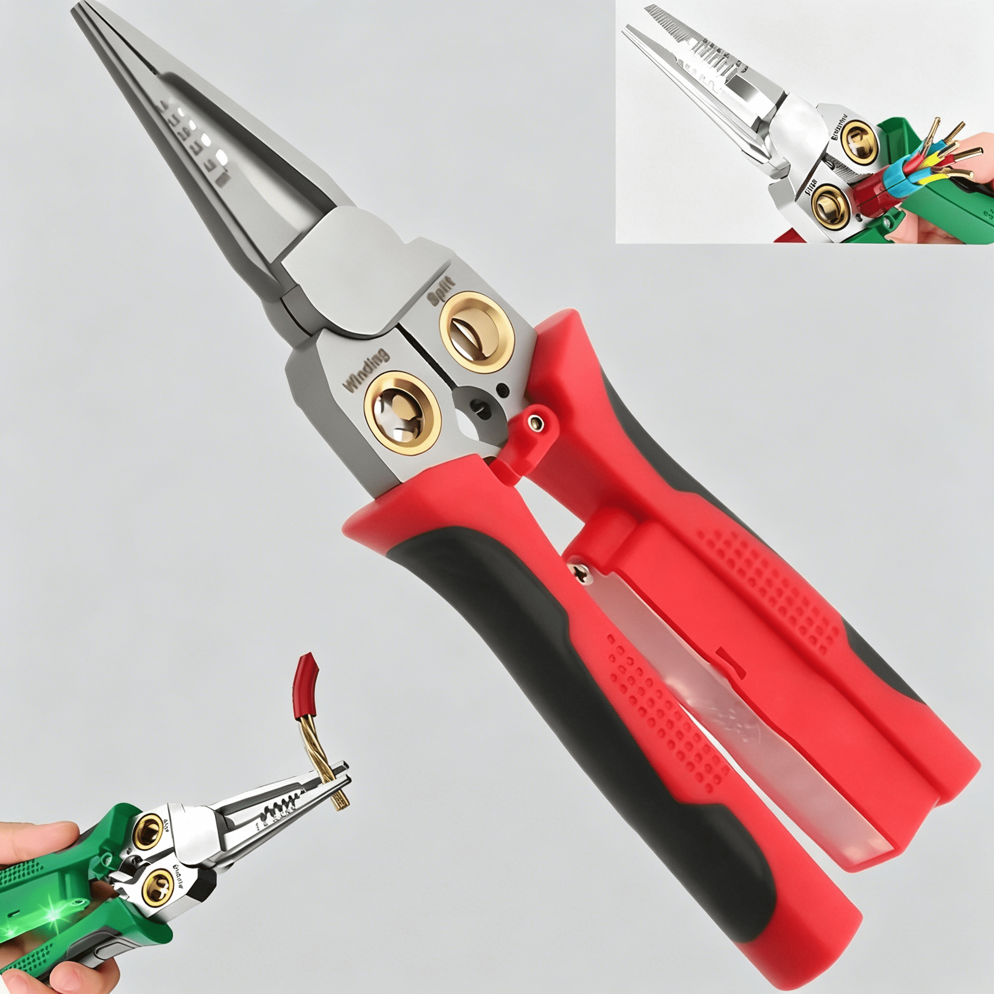 EXLEAF 2026 New 8 in 1 Wire Stripper with Voltage Tester,Multi-Function 8 in 1 Wire Stripping Pliers for Cutting,Pulling,Crimping,And Cable Repair (Green)