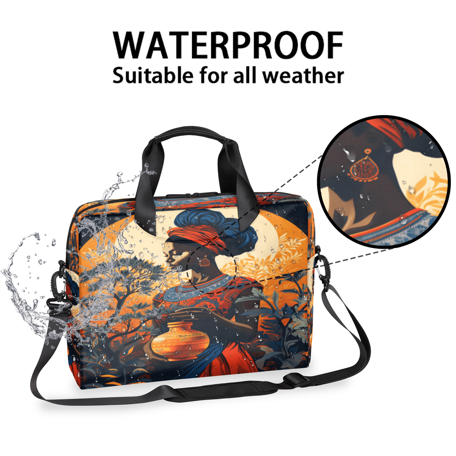 Herdesigns African American Black Women Laptop Bag for Women Men, Computer Case Briefcase Messenger Bags, 15-15.6 inch Laptop Sleeve Shoulder Bag