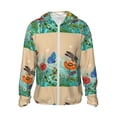 thumbnail image 2 of Uemuo Colorful Plants And Insects Pattern Women's Full Zip UPF 50+ Sun Protection Hoodie Jacket Long Sleeve Sun Shirt Hiking Outdoor Performance with Pockets-, 2 of 9