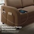 thumbnail image 5 of 85.1" Reversible L-Shaped Pull-Out Sofa Bed with USB Port & Side Pocket, Oversize Teddy Fleece Sectional Sleeper Couch (Left/Right Convertible, Brown), 5 of 8