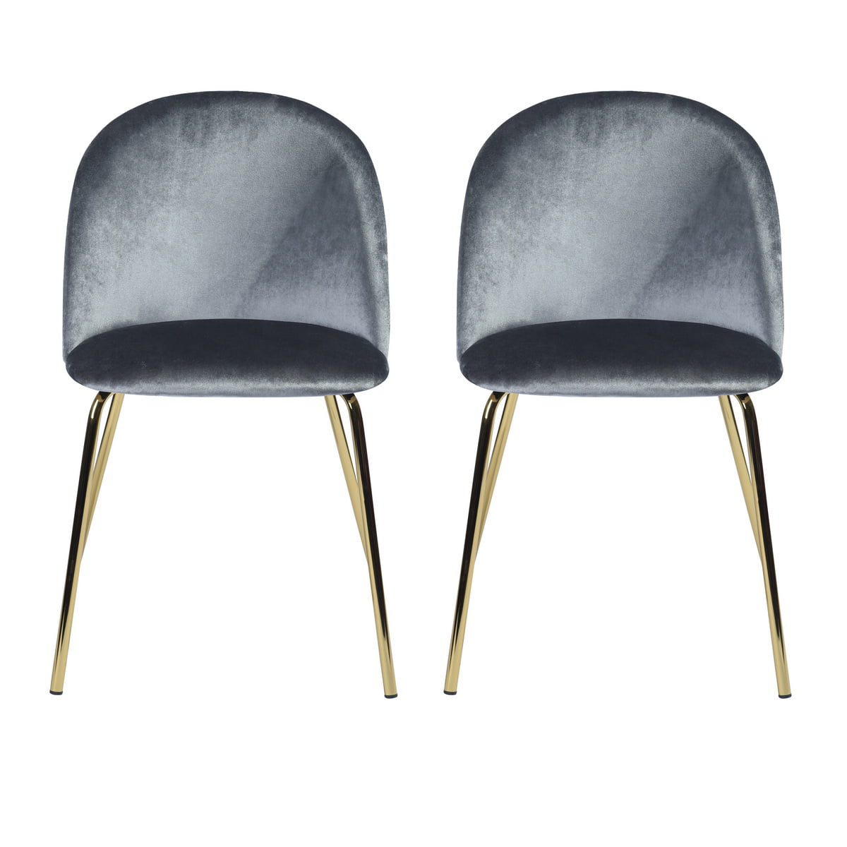 FurnitureR Grey Velvet With Gold Metal Legs Dining Chair