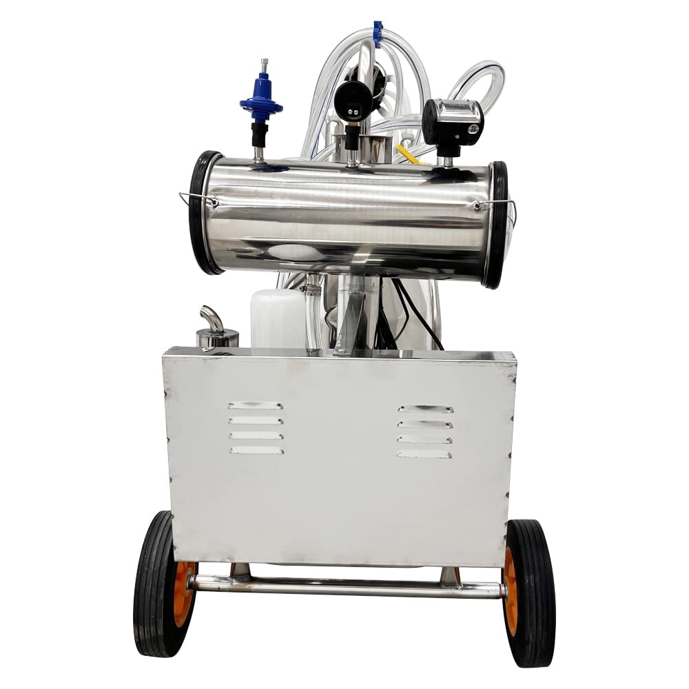 Vacuum Pump Milking Machine Milker Machine with 25L Milk Bucket 10-12 Cows Per Hour 110V for Cows and Goat