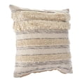 thumbnail image 3 of Ox Bay 20" x 20" Cream/Gray Shag Stripe Cotton Adult Decorative Throw Pillow Cover, 3 of 9