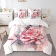 thumbnail image 1 of Dragonfly Bed in a Bag Queen Comforter Set 7 Piece,Pink Rose Bedding Sets Romantic Flowers Bed Set,Rustic Aesthetic Animal Sheet Set with Comforter, 1 of 6