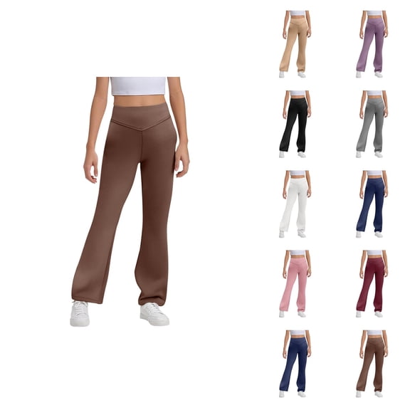 Flare Leggings for Girls 2026 Casual High Waisted Bootcut Uniform Pants Bell Bottoms Leggings Kids Dress Pants