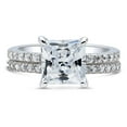 thumbnail image 2 of BERRICLE Sterling Silver Solitaire Wedding Engagement Rings 3 Carat Princess Cut Cubic Zirconia CZ Hidden Halo Ring Set for Women, Rhodium Plated Size 8.5, 2 of 12
