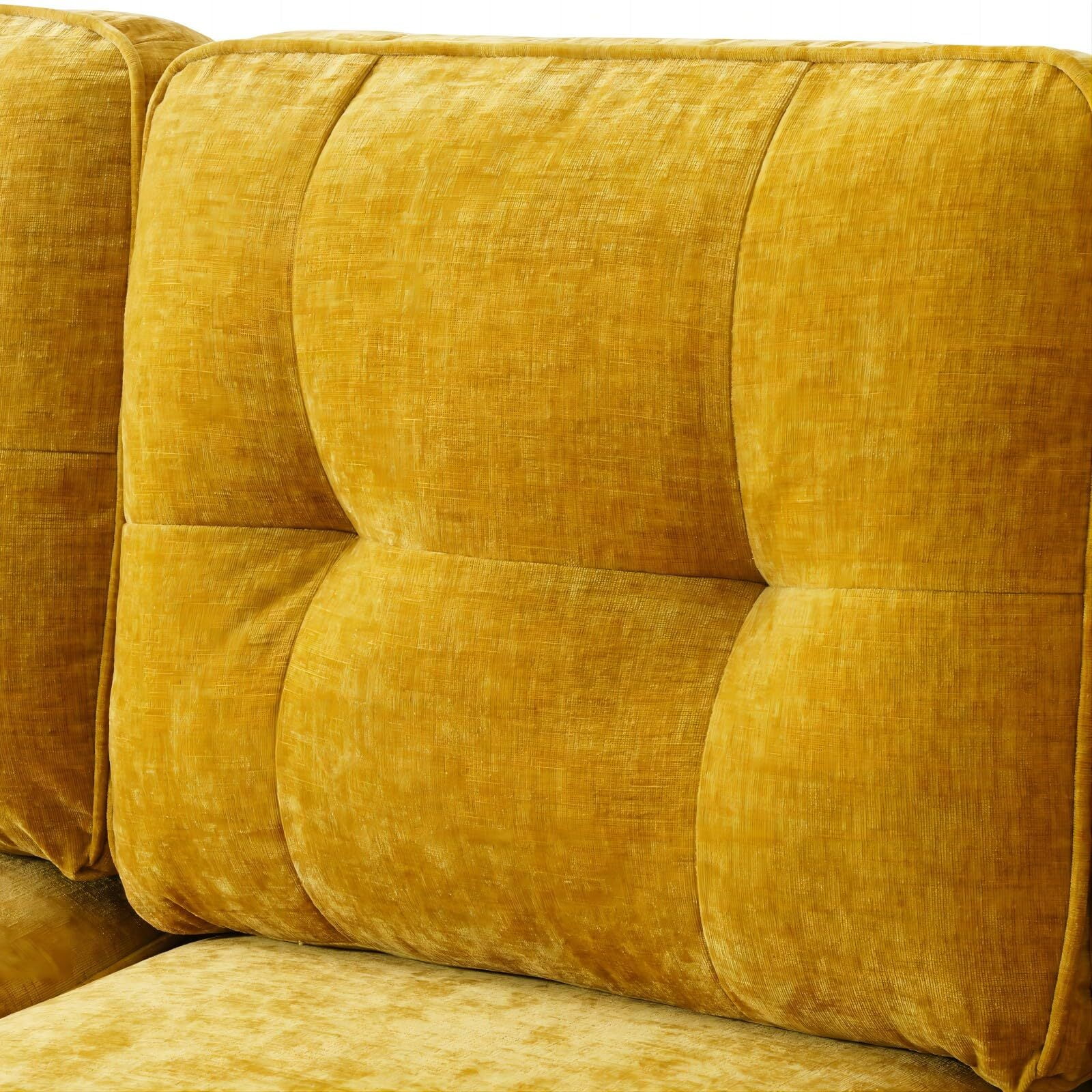 INGALIK Convertible Sectional Sofa Couch, L-Shaped Couch with Reversible Chaise Lounge, Chenille Fabric Modern Sofa for Living Room, Apartment, Office, 3 Seats, Yellow