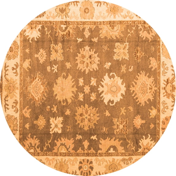 Ahgly Company Indoor Round Oriental Orange Traditional Area Rugs, 4' Round