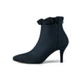 thumbnail image 6 of BLISSFUL STEP Women's Ankle Boots Faux Suede Pointed Toe Stiletto Heel Ruffle Back Zip Boots Navy Blue 8, 6 of 7