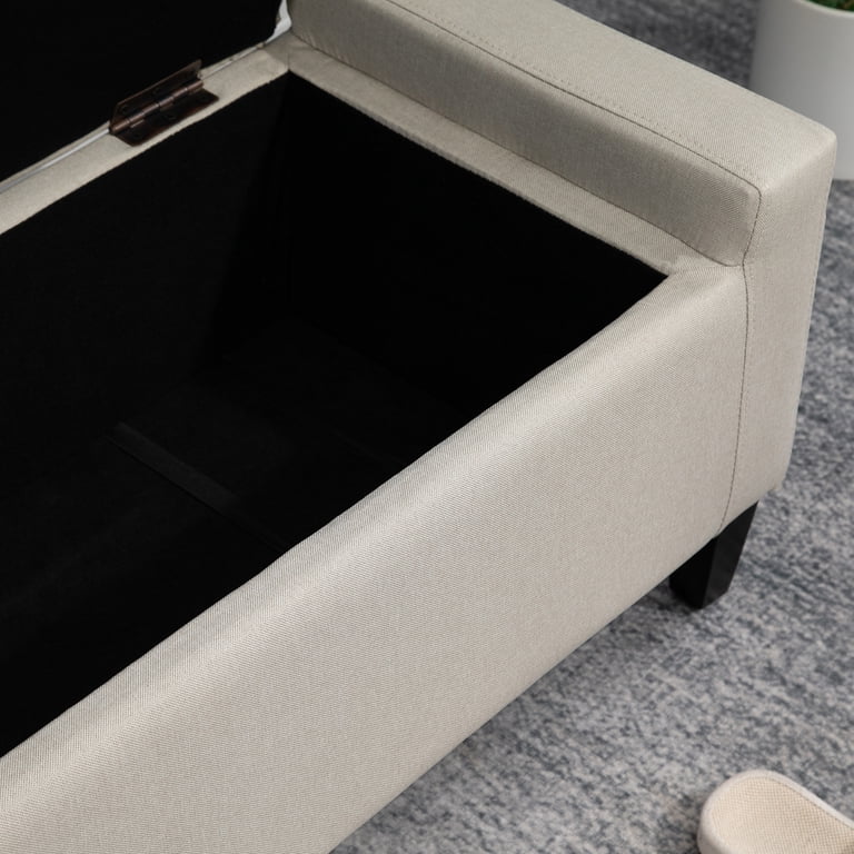 HOMCOM Linen Storage Ottoman Bench, Beige photo 6