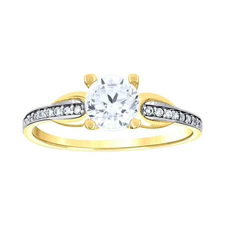 14k Two-Tone Gold Womens Cubic Zirconia Polished Finish Engagement Ring
