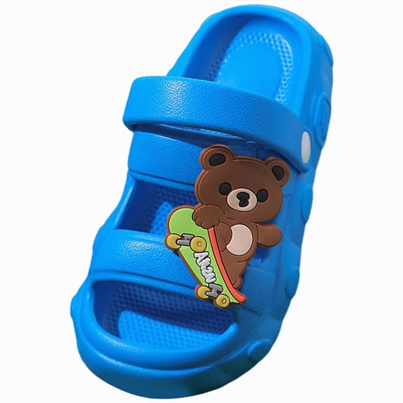 NIEWTR Kids Slide Sandals Boys Girls Water Shoes Cute Slippers for Beach Pool (Toddler/Little Kid)(Blue,4.5-5 Years)