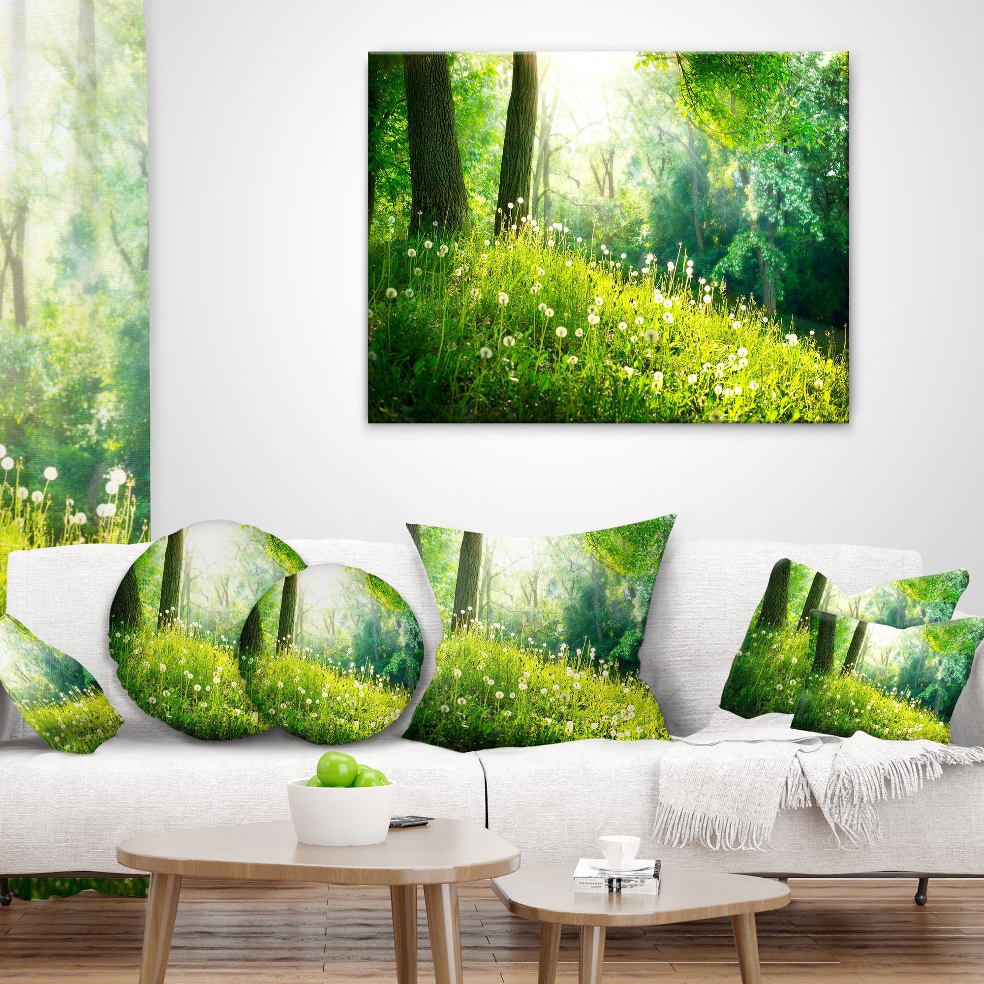 Designart Beautiful Green Grass and Trees - Landscape Printed Throw Pillow - 12x20