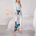 thumbnail image 3 of Goofa Butterfly In Blossoms Zen Printed Women’s 2 Piece Pajama Set Super,Pajamas Women's Long Sleeve Sleepwear Soft Button Down Loungewear Pjs Lounge Set Nightwear-X-Large, 3 of 9