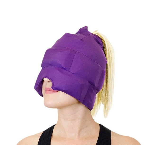 Magic Gel Migraine Ice Head Wrap - Verdadero alivio para la migraña y el dolor de cabeza - El gorro original para el dolor de cabeza - Frío, acogedor, oscuro y fresco; Aprobado por médicos, amado por miles - (púrpura) Magic Gel Rojo Verde