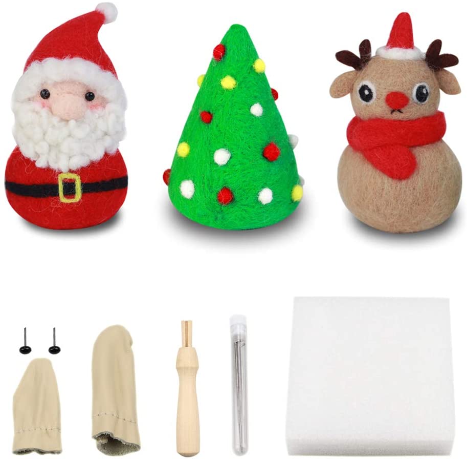 3 Pack Christmas Needle Felting Kit for Beginners, Needle Felting