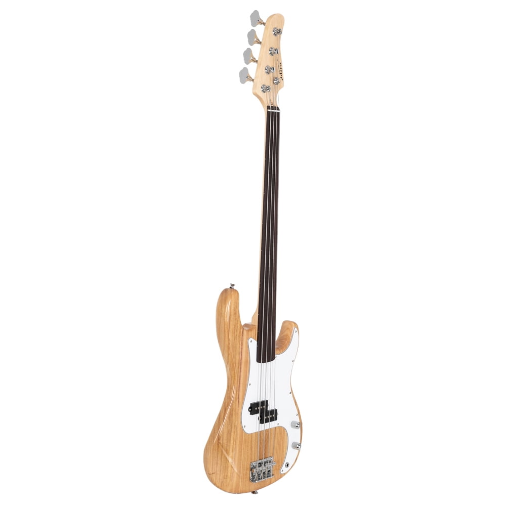 Veryke Fretless 4-String Solid Body Bass Guitars Burlywood