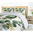 thumbnail image 3 of Ambesonne Eucalyptus Leaves Duvet Cover Set, Boho Leaf Design, Queen, Fern Green Yellow and White, 3 of 5