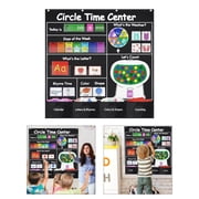 NMOWYBPY Circle Time Center Pocket Chart, 40x40 Inch Educational Learning Calendar for Classroom Wall Decor Homeschool