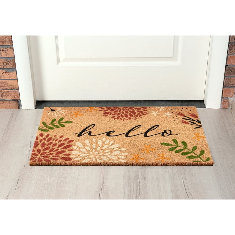 Mainstays Hello Bloom Outdoor Coir Doormat, Multicolor, 18" x 30" photo 3