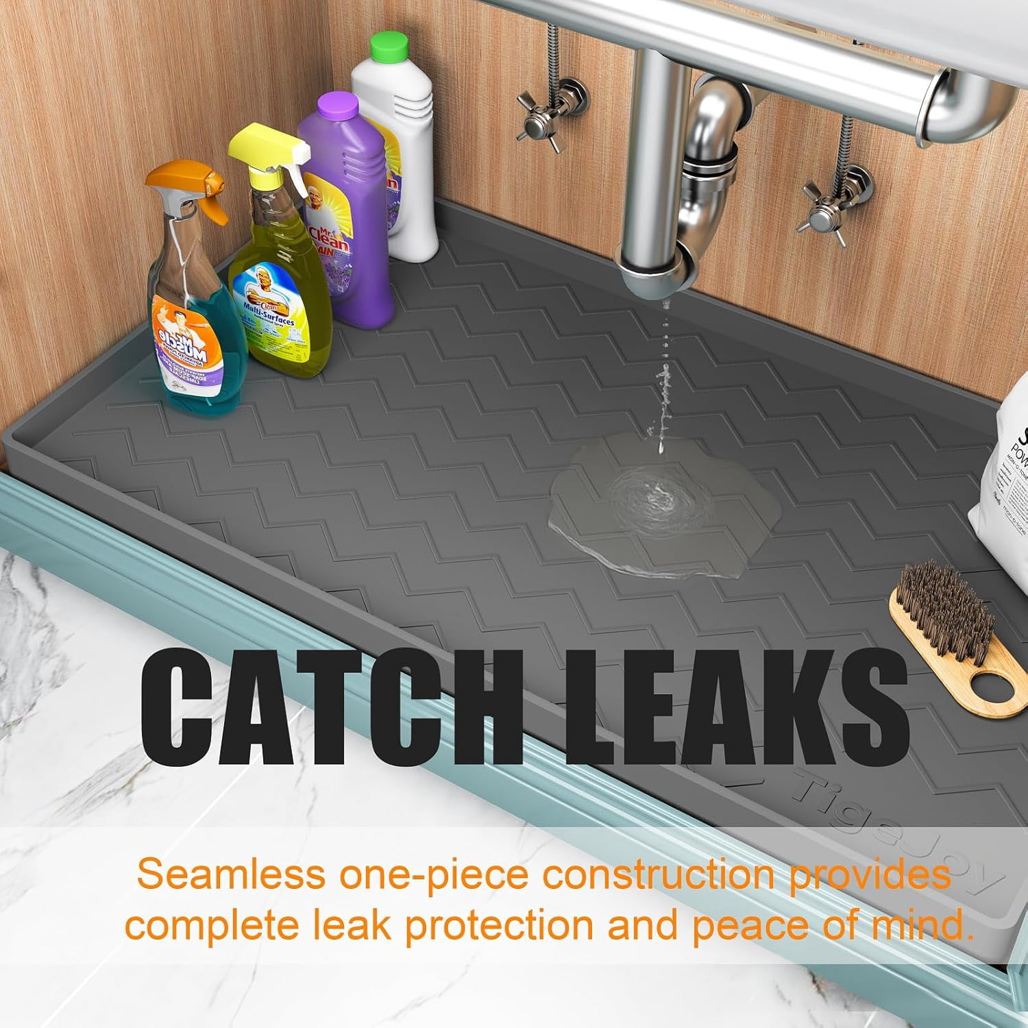 34" x 22" Under Sink Mats for Kitchen Waterproof Leak-Proof Silicone Mat Protector and Cabinet Liner Essentials Organizer Storage Boot or Shoe Tray Pet Feeding