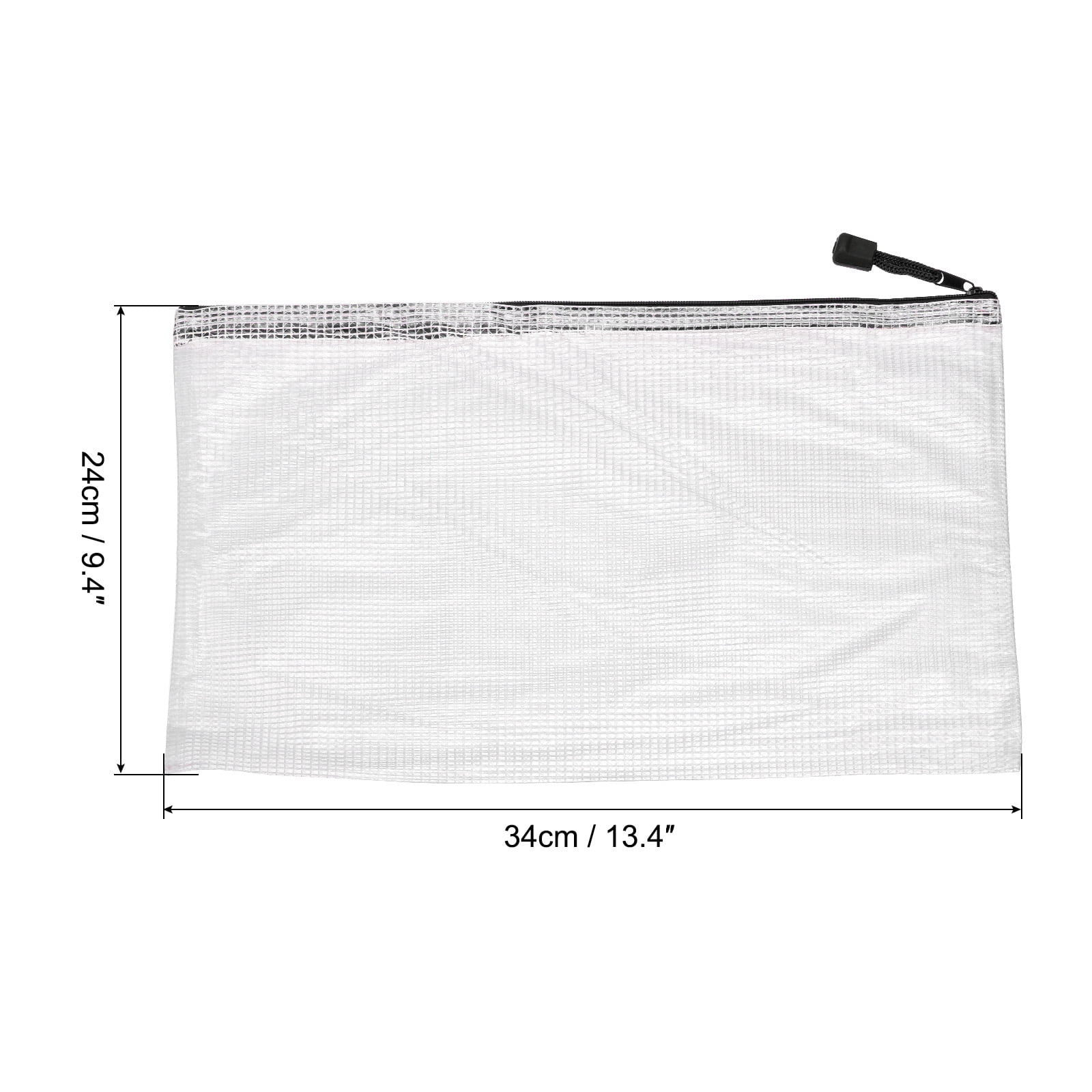Unique Bargains Mesh Zipper Bag Plastic Zip File Pouch Document Folders Home Office Travel Black