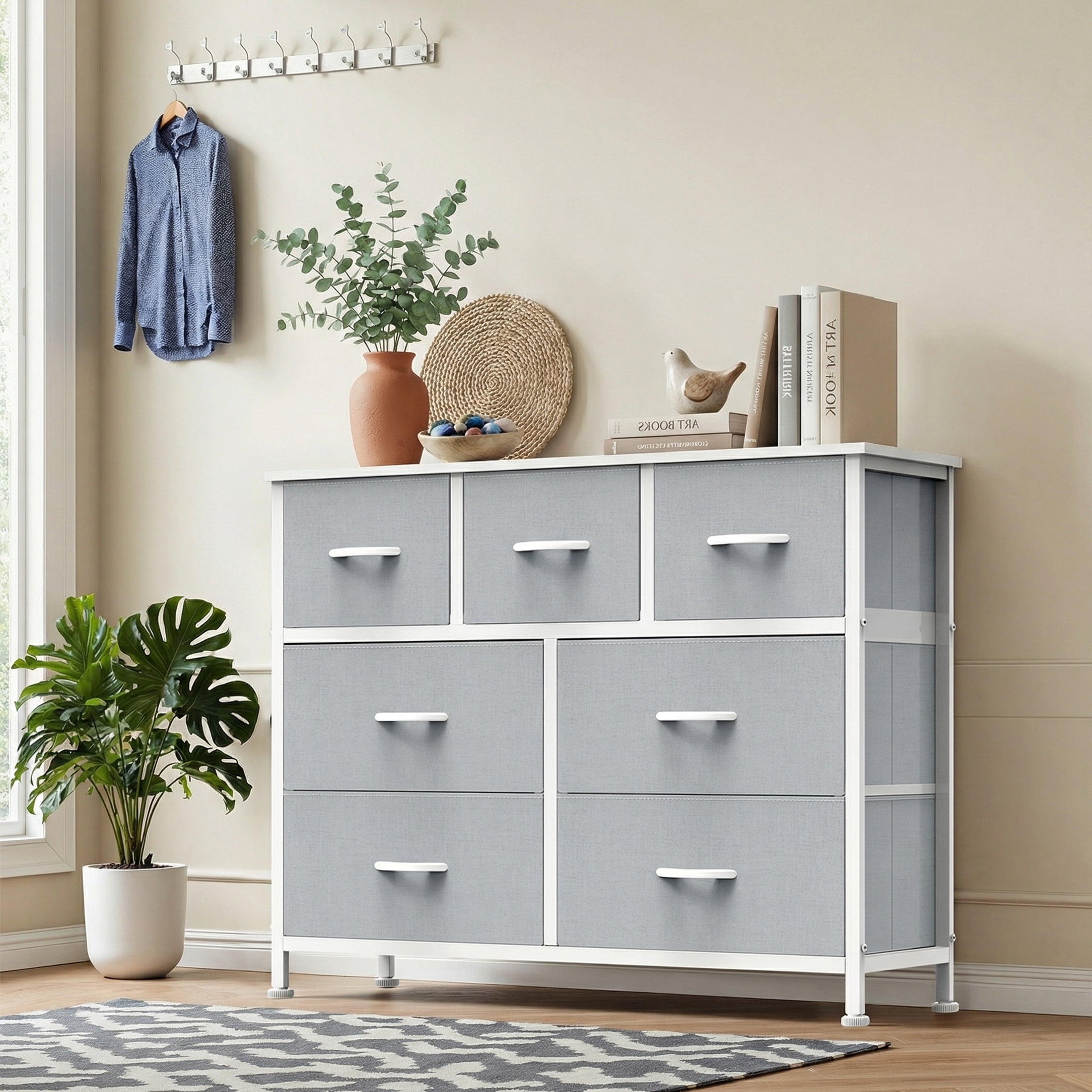 CONCETTA 7-Drawer Fabric Dresser Storage Chest for Bedroom, Closet, Storage Furniture for Adults, Light Gray